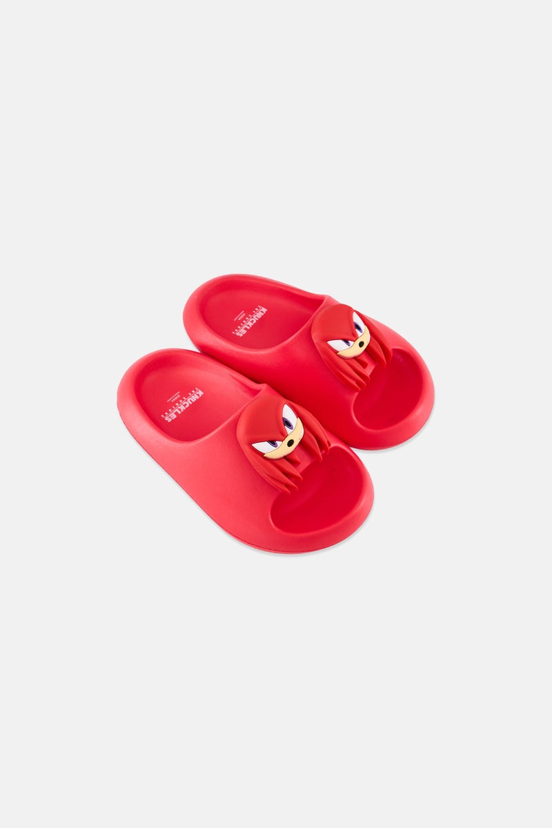 SONIC Kids Boy Sonic Knuckles Slip On Slides, Red - Image 4