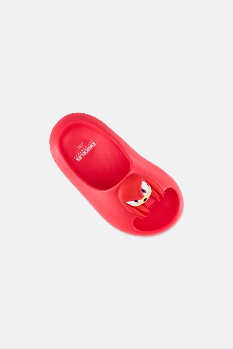SONIC Kids Boy Sonic Knuckles Slip On Slides, Red - Image 3