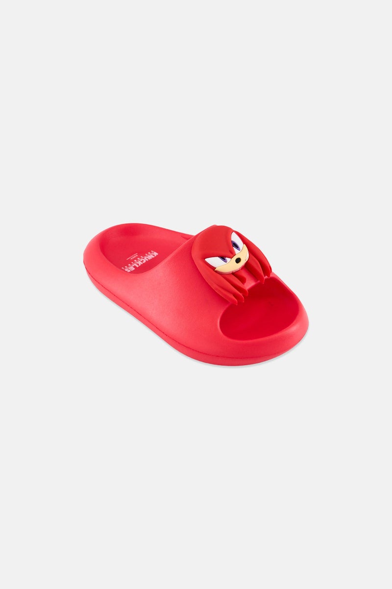 SONIC Kids Boy Sonic Knuckles Slip On Slides, Red - Image 1