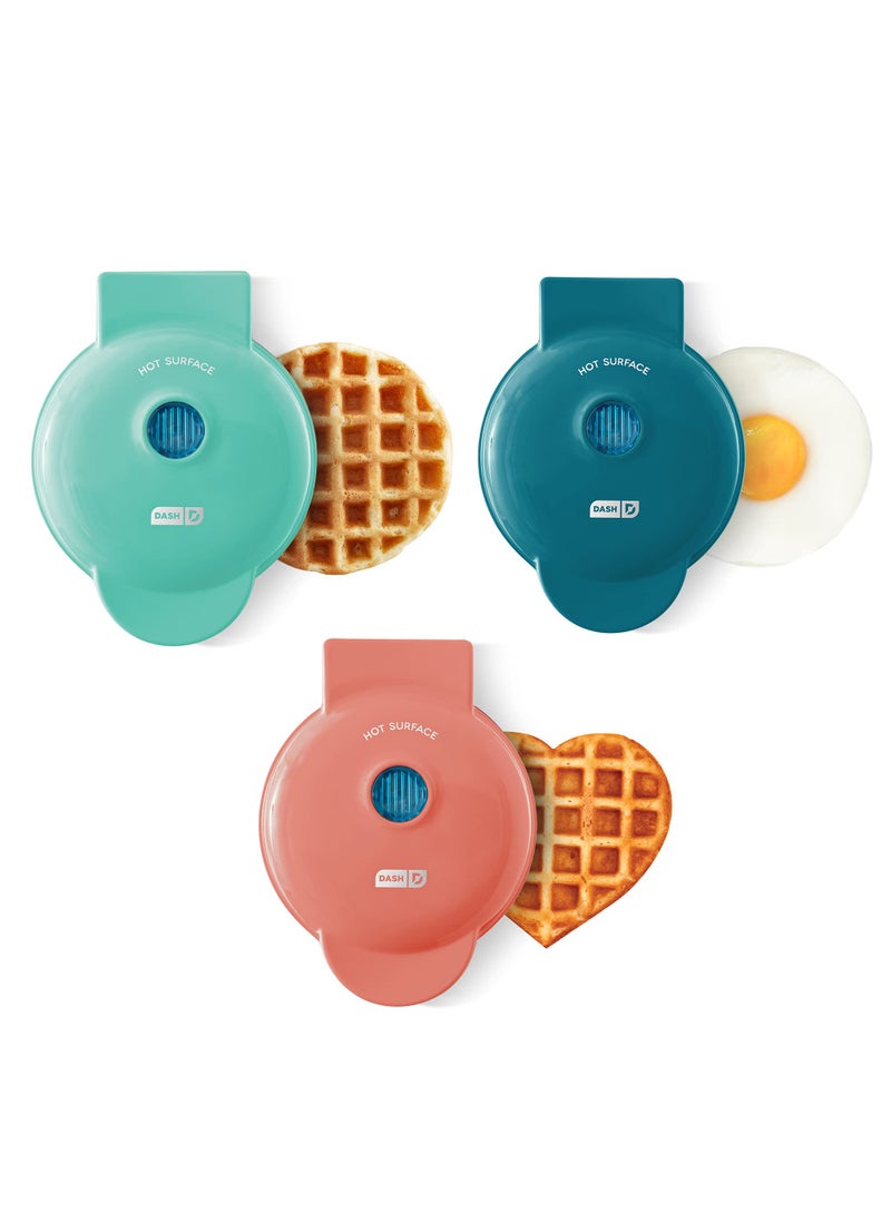 Dash DASH Mini Maker 3Pack Gift Set Mini Waffle Maker  Mini HeartShaped Waffle Maker  Mini Maker Griddle 