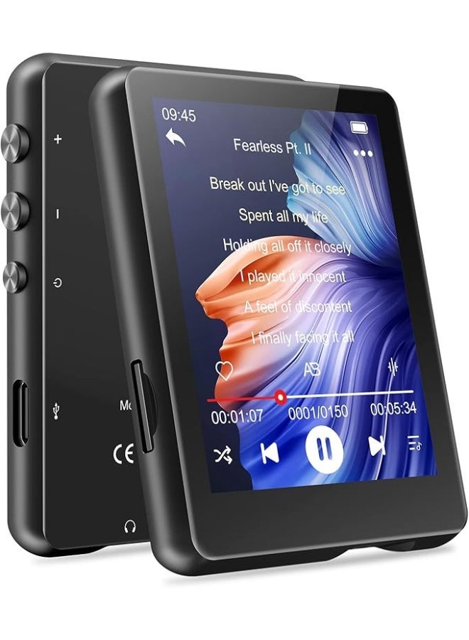 ميشين مشغل MP3 32 جيجابايت، مشغل موسيقى رقمي ميشين محمول مع بلوتوث 5.0 راديو اف ام، تسجيل، شاشة 2.4 بوصة، صوت هاي فاي بدون خسارة، يدعم حتى 128 جيجابايت - Image 1