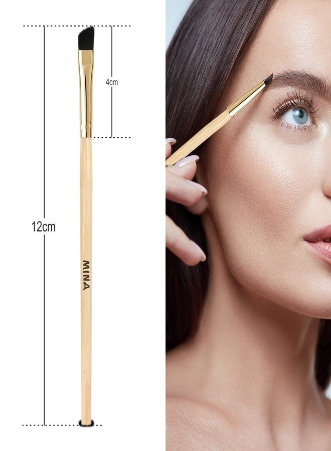MinaiBrow MINA ibrow Bamboo Handle Professional Angled Eyebrow Brush (Pack of 1) | Eye Makeup Brush Applicator | Vegan Eyebrow Brushes for Powder, Gel, Cream, Tint, Precise Makeup Brush Kit for Eyebrow - Image 3