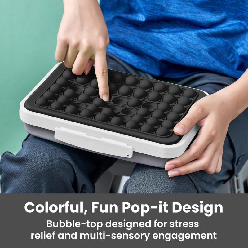 LockerMate by Bostitch Pencil Case, Flexi Storage Box with Pop-It Fidget Top Lid, Sensory Popper, for School Supplies, Pencils, Pens, Markers, Collapsible, Black/White - Image 5
