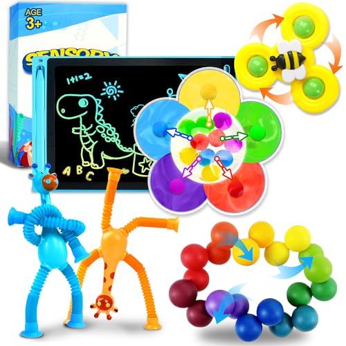 CHESLICR Christmas Stocking Stuffers Toddlers Kid 6PC Sensory Travel Toys Pack for Toddler 3 4 5 Year Old Airplane Car Travel Activities Road Trip Essential Classroom Must Have for Kid Autistic Fidget Gift - Image 1