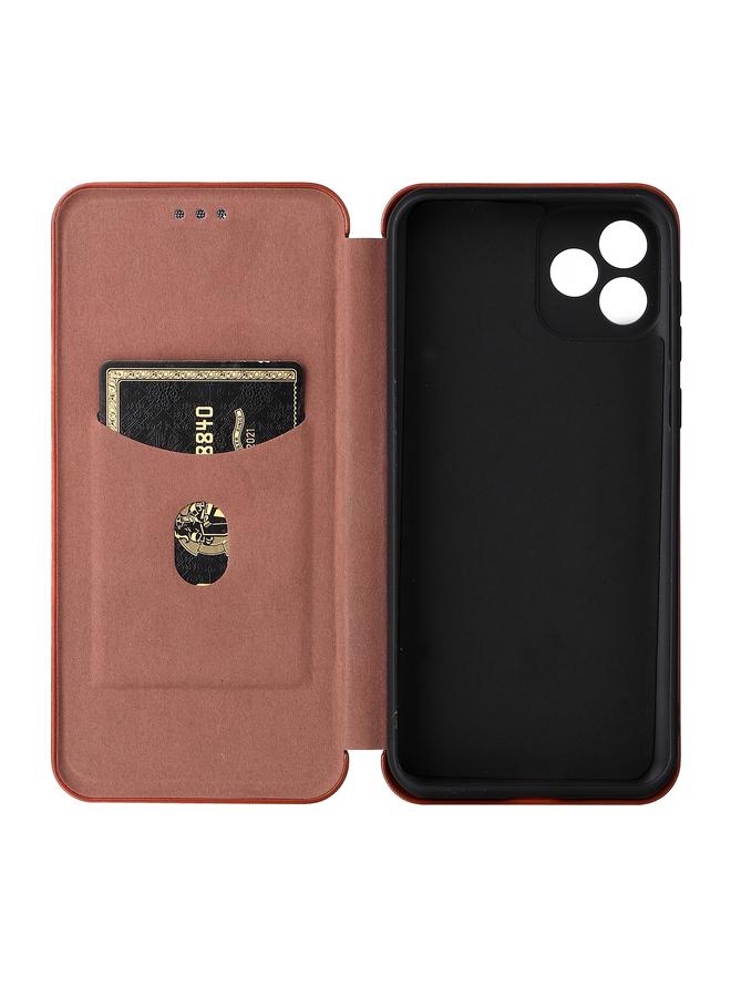 اس-توب جراب لهاتف Blackview Oscal C20 مصنوع من ألياف الكربون مع فتحة بطاقة، جراب هاتف جلدي قابل للطي أفقيًا - Image 5