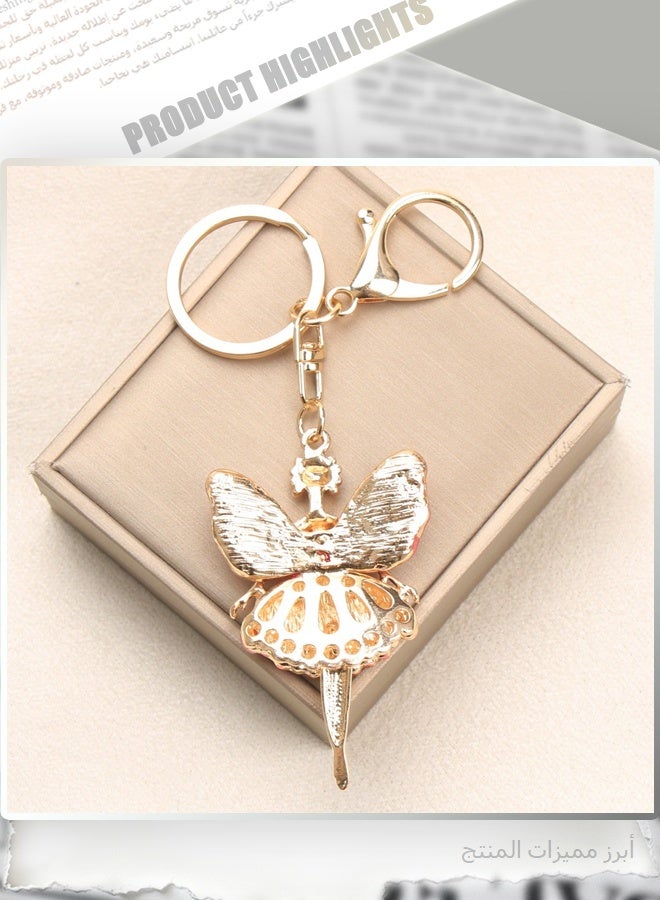 Rhinestone Ballet Dancer Fairy Keychain, Sparkling Crystal Umbrella Keyring Pendant, Elegant Metal Key Chain Charm for Women Girls Bag Purse Wallet Backpack Decoration, Best Gift - Image 5