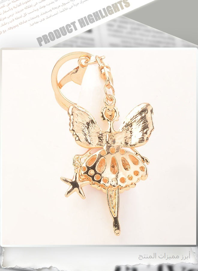 Rhinestone Ballet Dancer Fairy Keychain, Sparkling Crystal Umbrella Keyring Pendant, Elegant Metal Key Chain Charm for Women Girls Bag Purse Wallet Backpack Decoration, Best Gift - Image 3