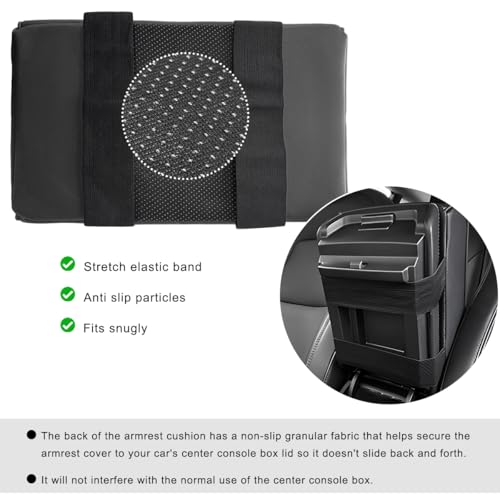 ZNDAW Car Center Console Armrest Pillow, 14"×8.3" Waterproof Leather Armrest Box Cover with Cup and Phone Holder, Soft Memory Foam Arm Rest Console Pad Protector for SUV Truck (Black, Embroidery) - Image 5