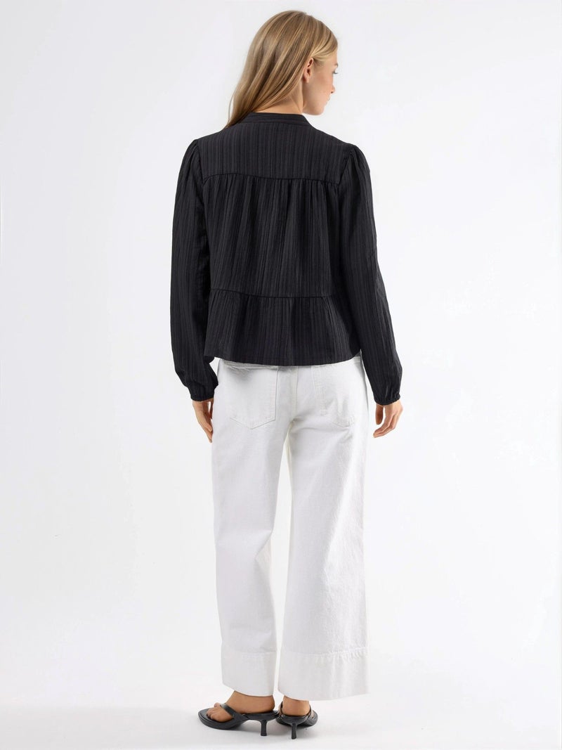 HICCUP Long Sleeve Tippet Collar Blouse - Image 4