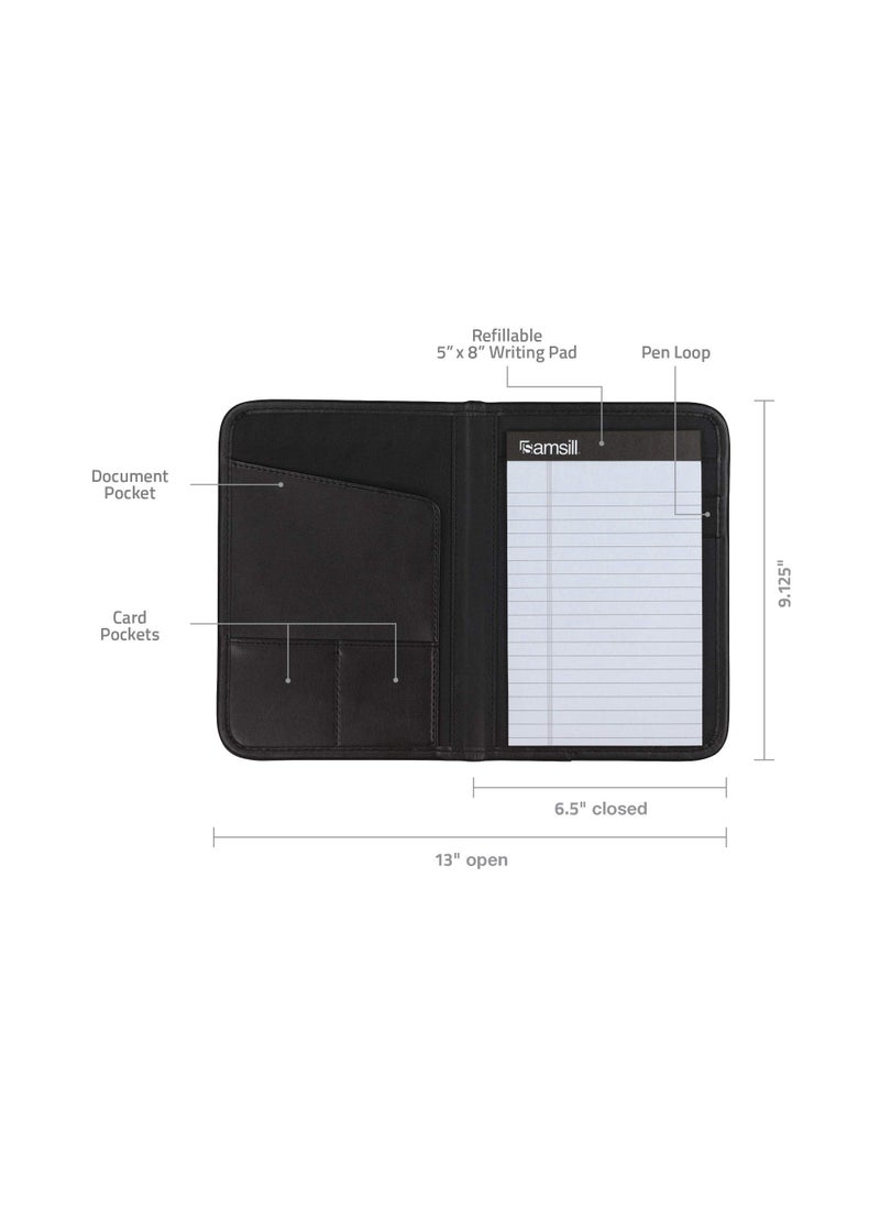 Samsill Samsill Professional Padfolio, Faux-Leather Mini Portfolio, with 5 x 8 Writing Pad, Black  - Image 3