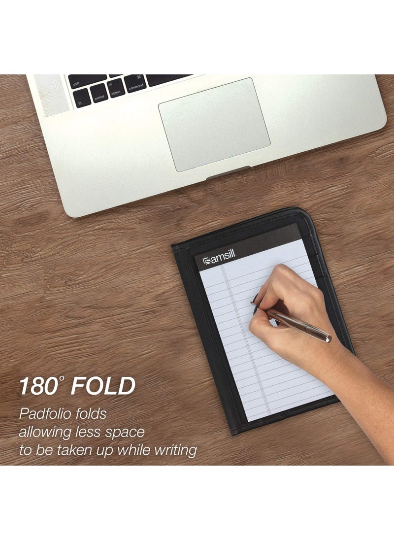 Samsill Samsill Professional Padfolio, Faux-Leather Mini Portfolio, with 5 x 8 Writing Pad, Black  - Image 4