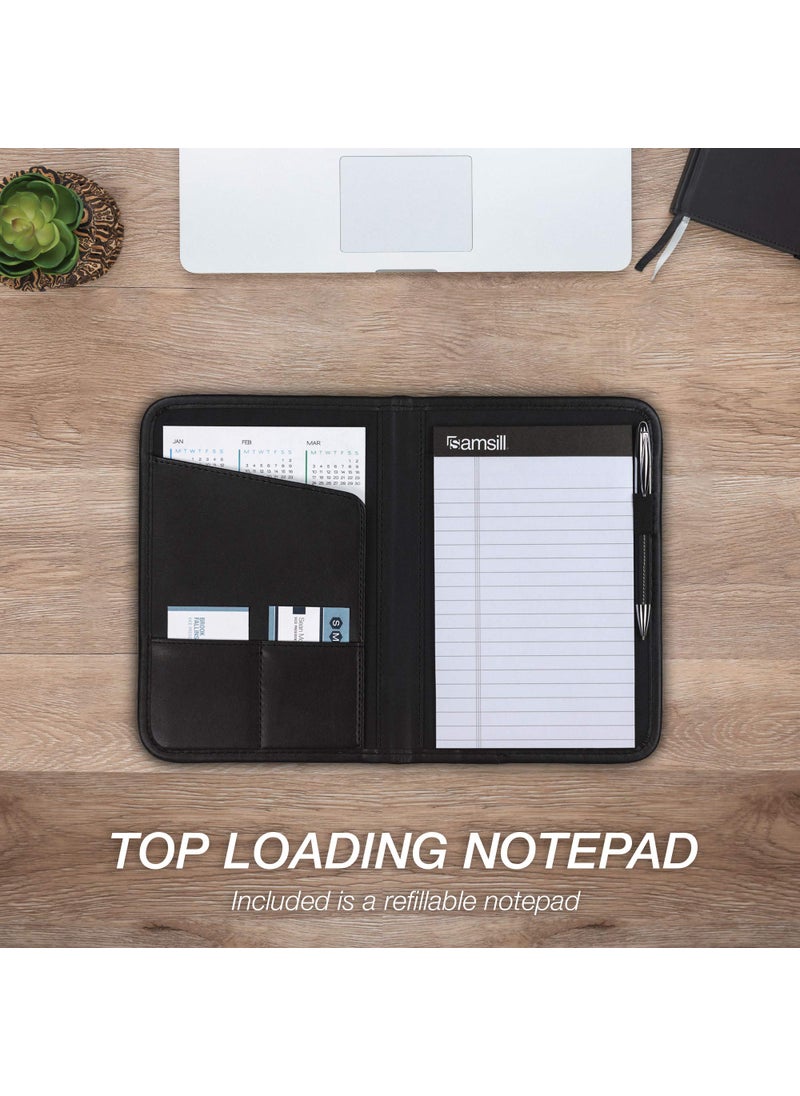 Samsill Samsill Professional Padfolio, Faux-Leather Mini Portfolio, with 5 x 8 Writing Pad, Black  - Image 5