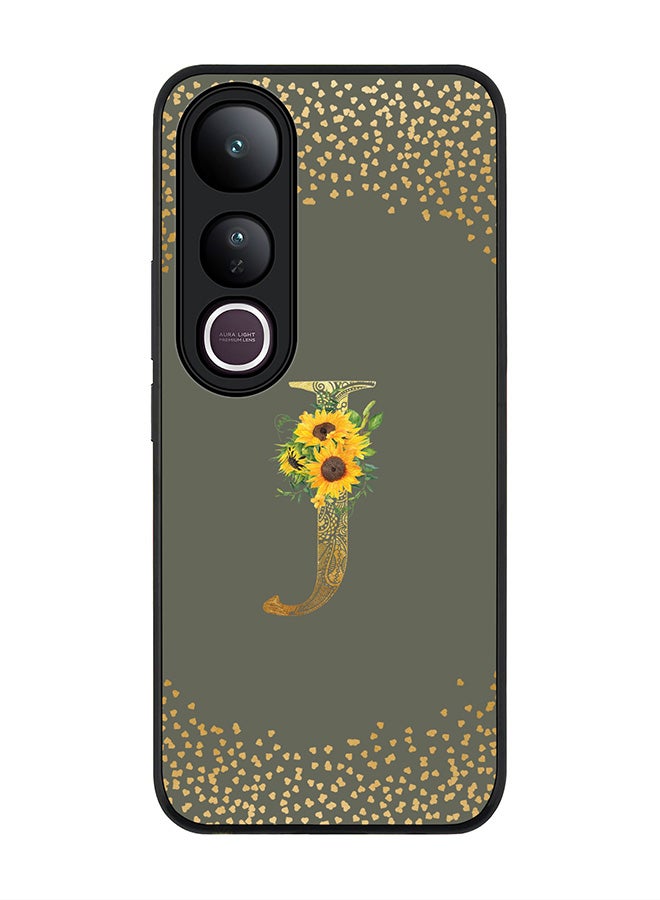 Stylizedd For vivo V50 Lite Case,Slim fit Camera Protection, Shockproof Thin Phone cover  - Custom Floral Monogram - J  (Olive Green )