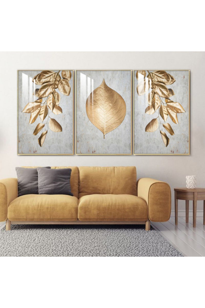 Marktna Three wooden wall painting with a frame and a clear acrylic layer - Image 1