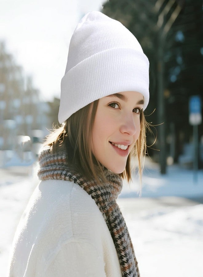 PFFY 3 Packs Unisex Beanie Hats for Men Women Winter Cuffed Knitted Beanies Skull Cap Black+Blue+Beige - Image 4