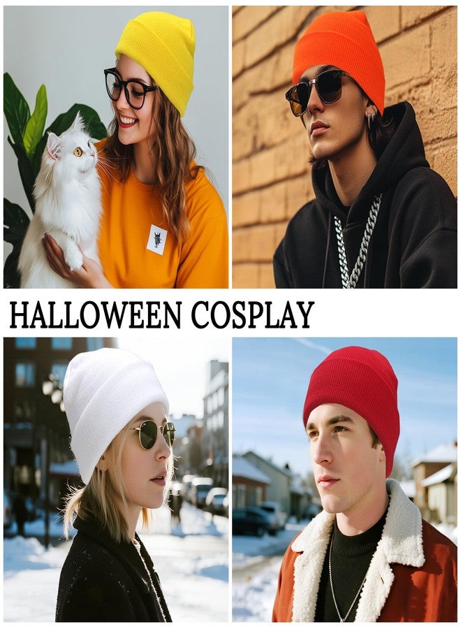 PFFY 3 Packs Unisex Beanie Hats for Men Women Winter Cuffed Knitted Beanies Skull Cap Black+Blue+Beige - Image 5