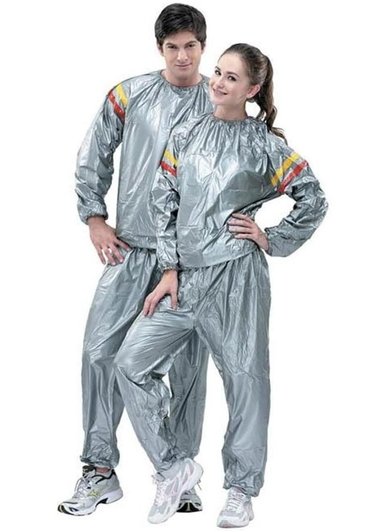 AS SEEN ON TV - PVC Body Slimming Sauna Suit For Unisex, Silver - Image 1