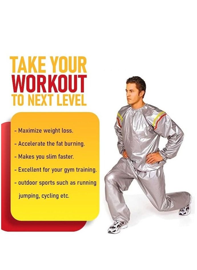 AS SEEN ON TV - PVC Body Slimming Sauna Suit For Unisex, Silver - Image 1