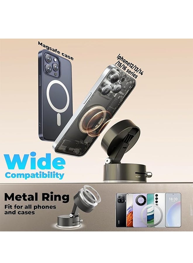 كأس شفط مغناطيسي تفريغ حامل هاتف السيارة، 360° قابل للطي والطي حامل هاتف، استخدام حر اليدين، متوافق مع ماغ آمن جبل السيارة - Image 2