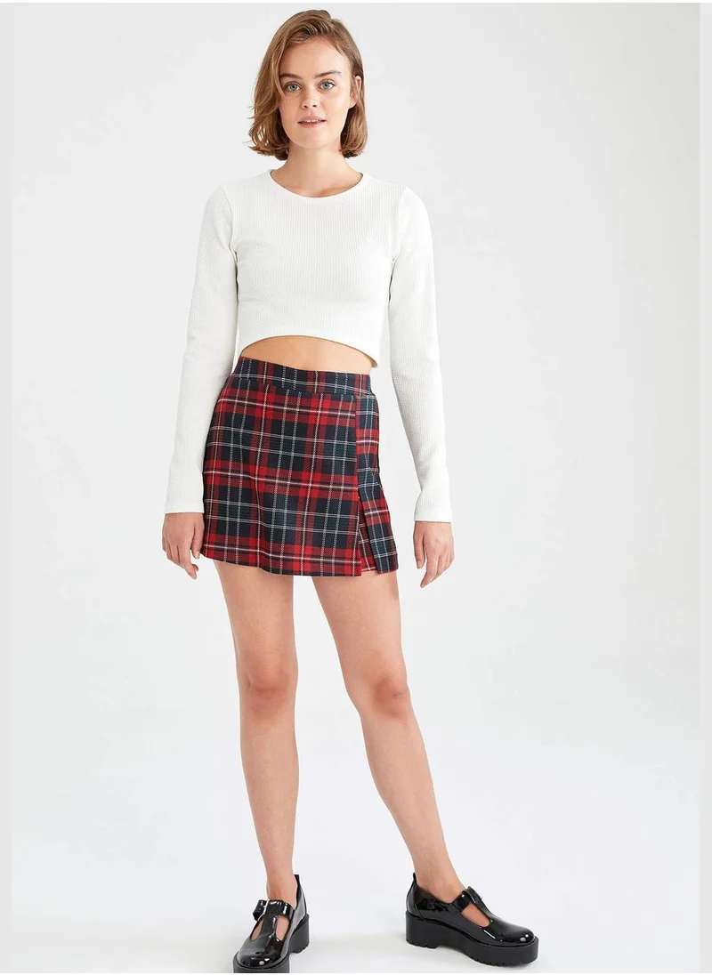 DeFacto Check Patterned Mini Short Skirt