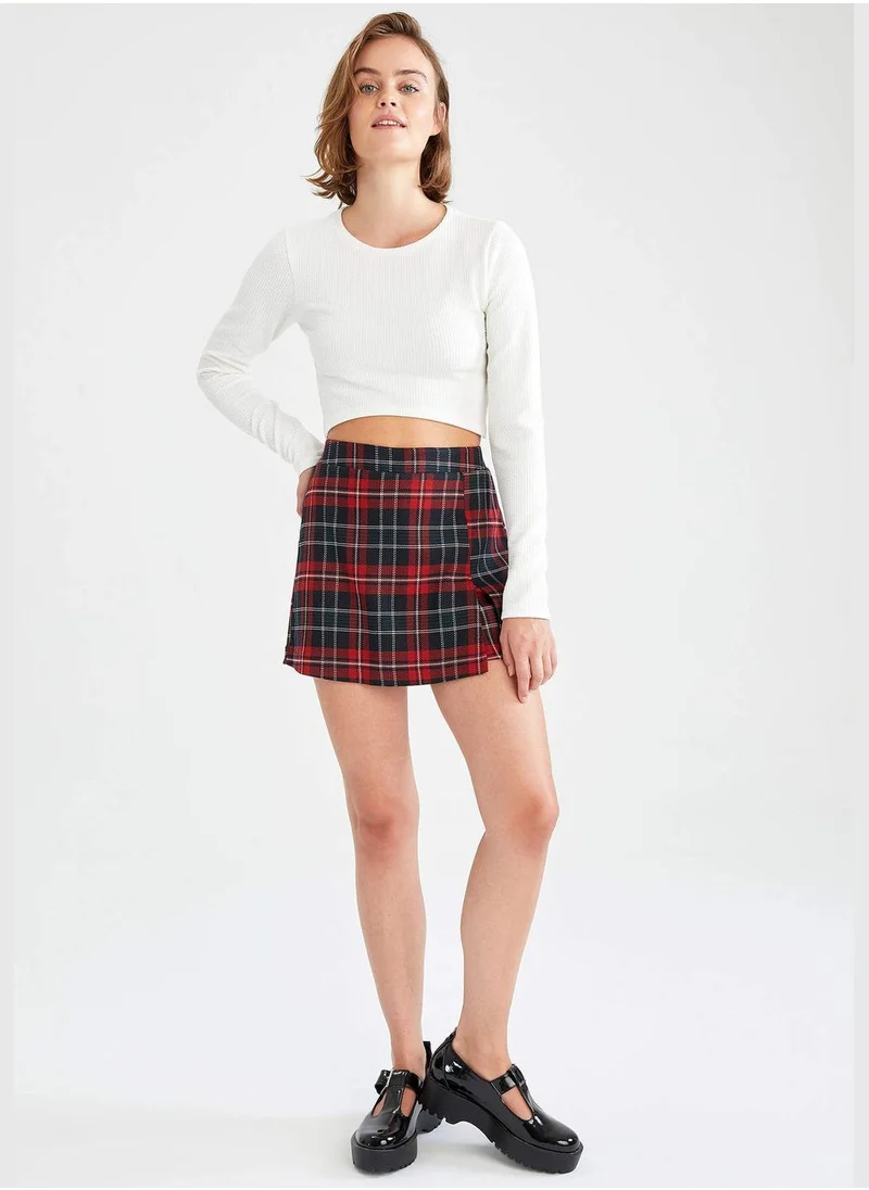 DeFacto Check Patterned Mini Short Skirt