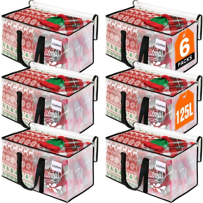 CLEAR HEAVY DUTY EXTRA LARGE MOVING BAGS REINFORCED HANDLE AND DOUBLE ZIPPER STORAGE BAGS FOR PACKING ESSENTIALS 6 PACKS