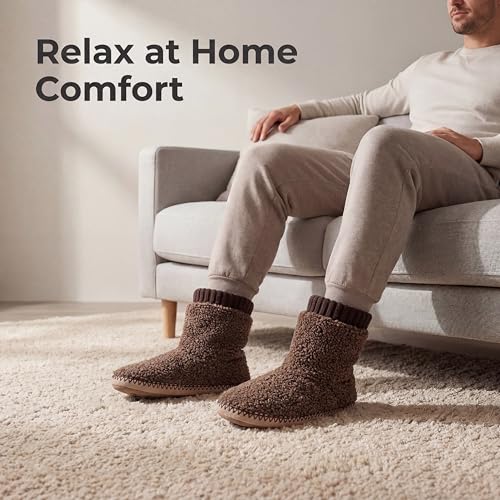 Cozylook Men's Boot Slippers Warm Fuzzy Slippers for Men Indoor Soft Sole Non Slip Size 8-9 - Image 3