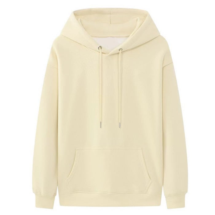 370 Hooded Thin Eating Wool Cotton Composite Solid Color Sweater Loose Hooded Men'S And Women'S Base Shirt Trendy - Image 1
