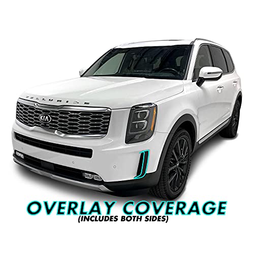 SlickMod Chrome Delete Blackout Vinyl Overlay for 2020-2022 Kia Telluride Front Bumper Side Trim (Front Side Trim, Gloss Black) - Image 2