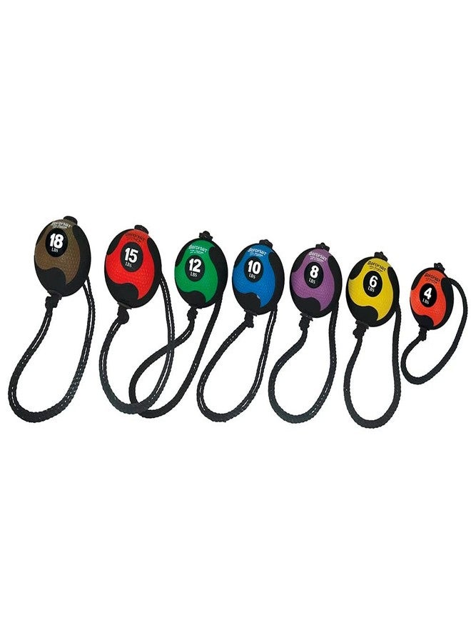 AEROMATS Elite Power Rope Medicine Ball for Core Strength/Rotational Movements Training - 6 lbs - Black/Yellow - 9" Diameter - 39" Rope - Image 4