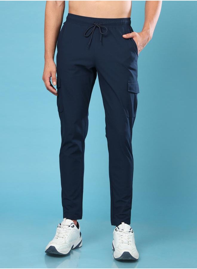 Technosport Solid 4-Way Stretch Cargo Track Pants by Styli  - Image 1