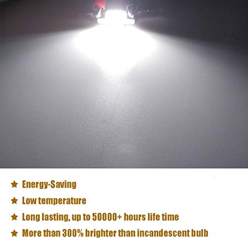 iBrightstar 9-30V Extremely Bright 6411 6418 C5W Festoon LED Bulbs Error Free 1.5" 36mm for Interior Map Dome Lights and License Plate Courtesy Lights, Xenon White - Image 3