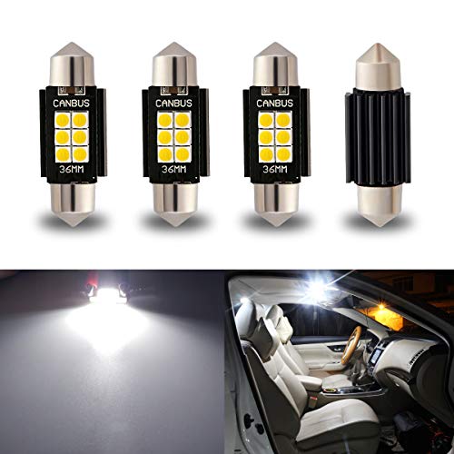 iBrightstar 9-30V Extremely Bright 6411 6418 C5W Festoon LED Bulbs Error Free 1.5" 36mm for Interior Map Dome Lights and License Plate Courtesy Lights, Xenon White - Image 1