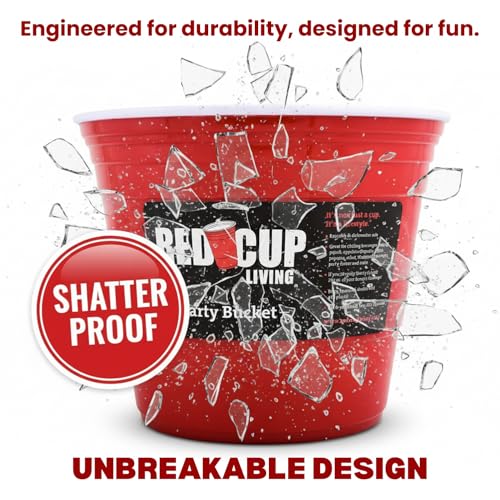 RED CUP LIVING Premium Unbreakable Ice Bucket | Double Wall Large BPA-Free Beer Bucket & Beverage Tub with Sturdy Design Dishwasher Safe | Christmas Wine Chiller, Beverage Holder, Popcorn Tub 201 Oz - Image 2