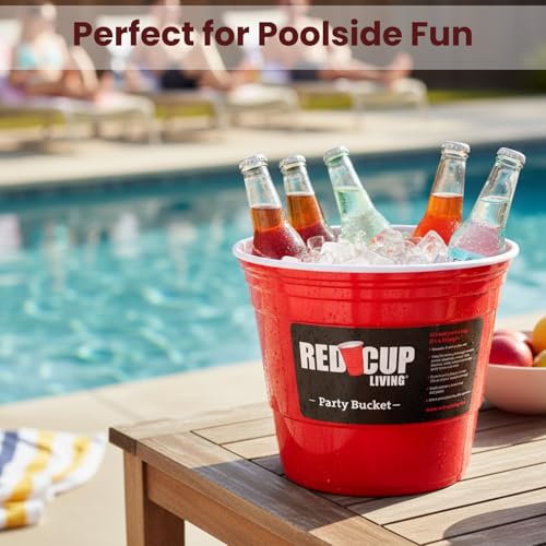 RED CUP LIVING Premium Unbreakable Ice Bucket | Double Wall Large BPA-Free Beer Bucket & Beverage Tub with Sturdy Design Dishwasher Safe | Christmas Wine Chiller, Beverage Holder, Popcorn Tub 201 Oz - Image 5