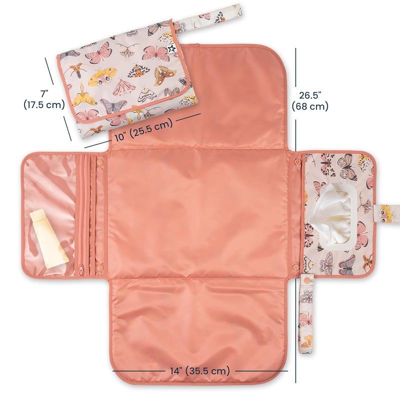 Tiny Twinkle Portable Diaper Changing Pad | Waterproof, Wipeable & Compact Baby Changing Pad for Travel | Smart Wipes Pocket & Organized Storage| Newborn Shower Gift (Flutter) - Image 2