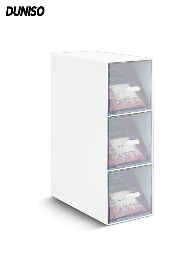 DUNISO Easy Select Tea Chest Box, 3 Compartments Tea Storage Box Holder, Tea Chest Container, Tea Storage Box for Cabinet, Countertop,Hold Tea Bags, Coffee Pods, Seasoning Packets,Sugar - Image 1