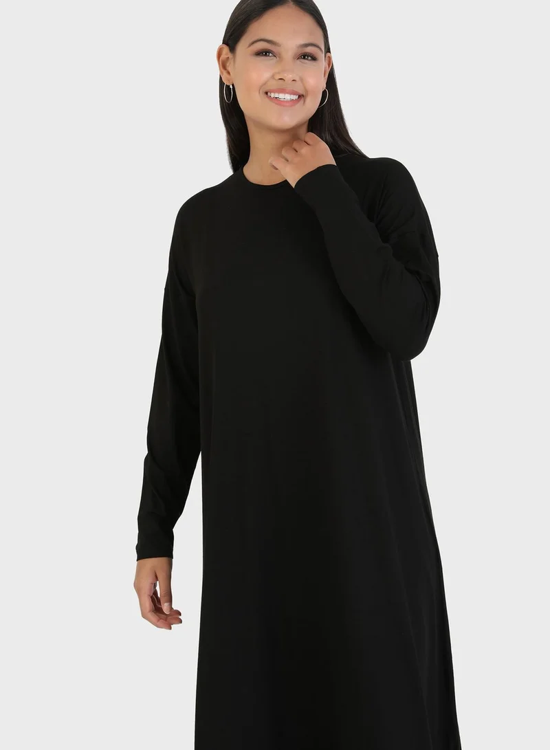 Refka by modanisa Round Neck Longline Tunic