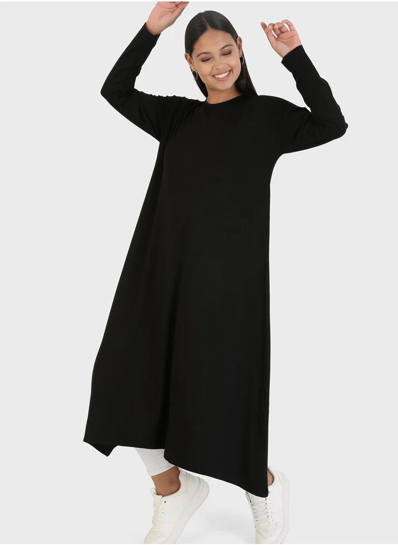 Refka by modanisa Round Neck Longline Tunic
