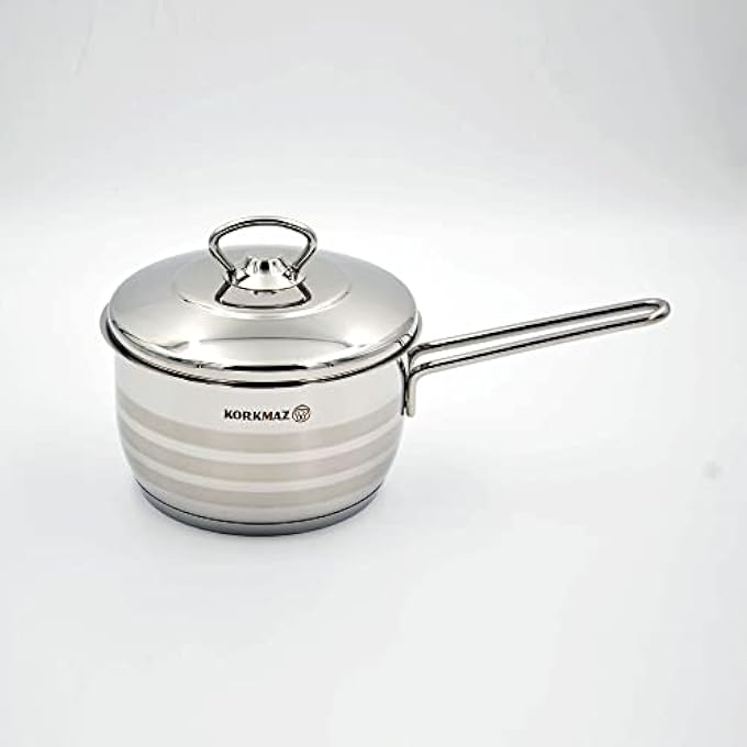 Korkmaz Astra TriPly Bottom Stainless Steel Saucepan 16X10 Cm  20 L  Stainless Steel Sandwich Bottom Induction Compatible Saucepan  Ka1892 - Image 4