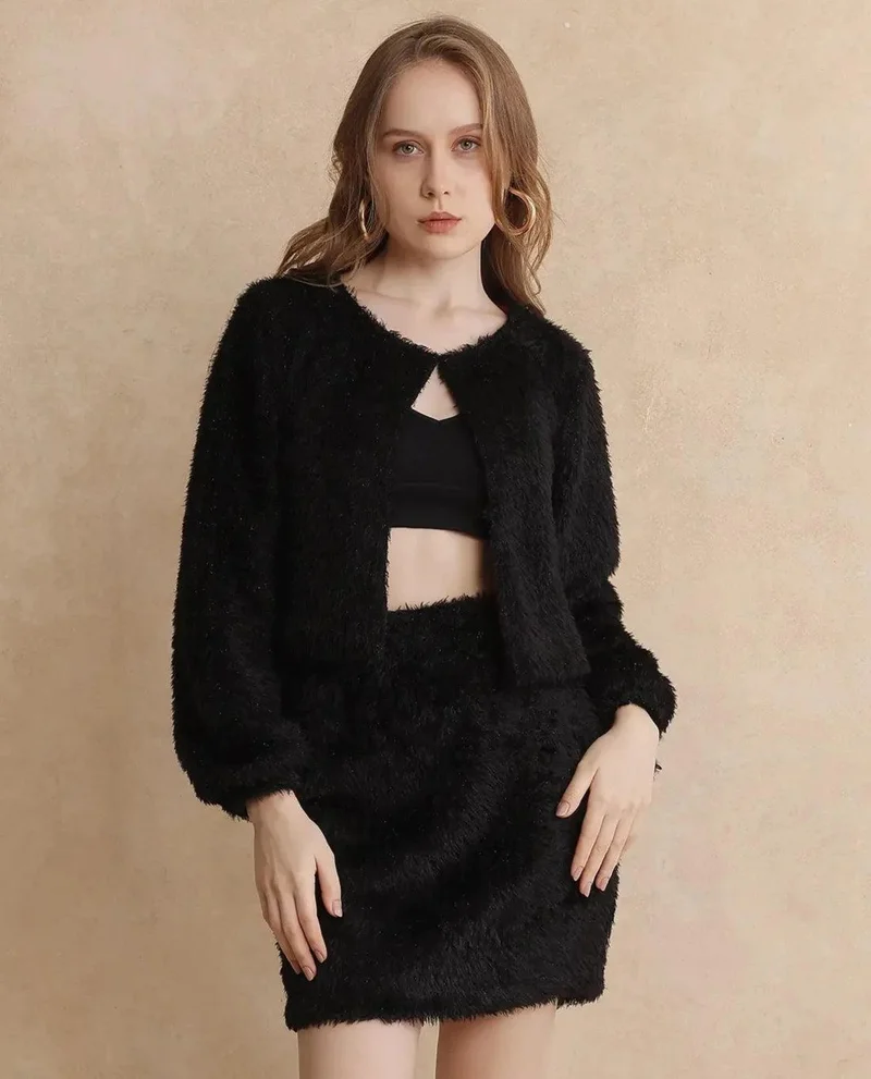 Rareism Women's Acrylic Woollen Skirt