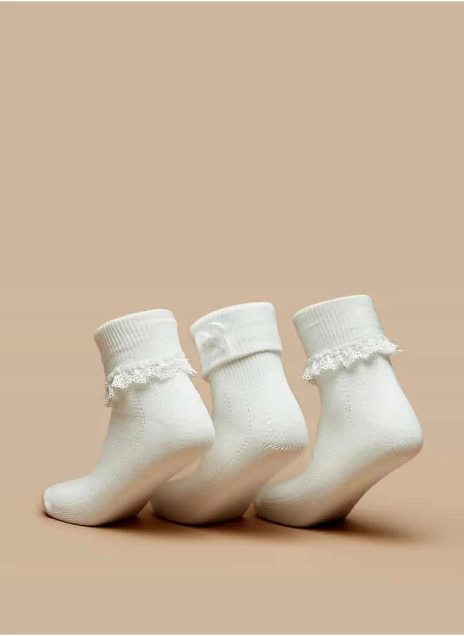 فلورا بيلا من شو إكسبرس Girls Assorted Crew Length Socks - Set of 3