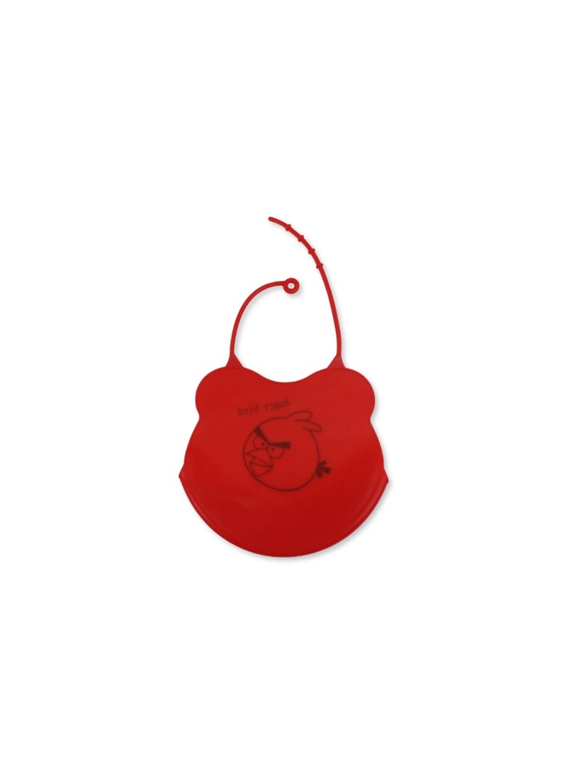 La Frutta Silicone Baby Bib with Pocket – Red with Angry Bird Print - Image 2