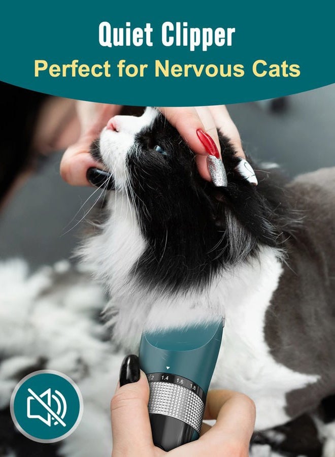 Oneisall Cat Clippers for Matted Hair, 5-Speed Quiet Cat Grooming kit, Cordless Cat Shaver for Long Hair,Waterproof Cat Hair Trimmer, Pet Clippers for Cats(Green) - Image 4