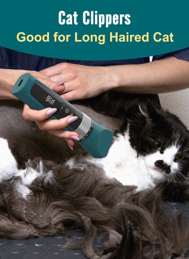 Oneisall Cat Clippers for Matted Hair, 5-Speed Quiet Cat Grooming kit, Cordless Cat Shaver for Long Hair,Waterproof Cat Hair Trimmer, Pet Clippers for Cats(Green) - Image 3