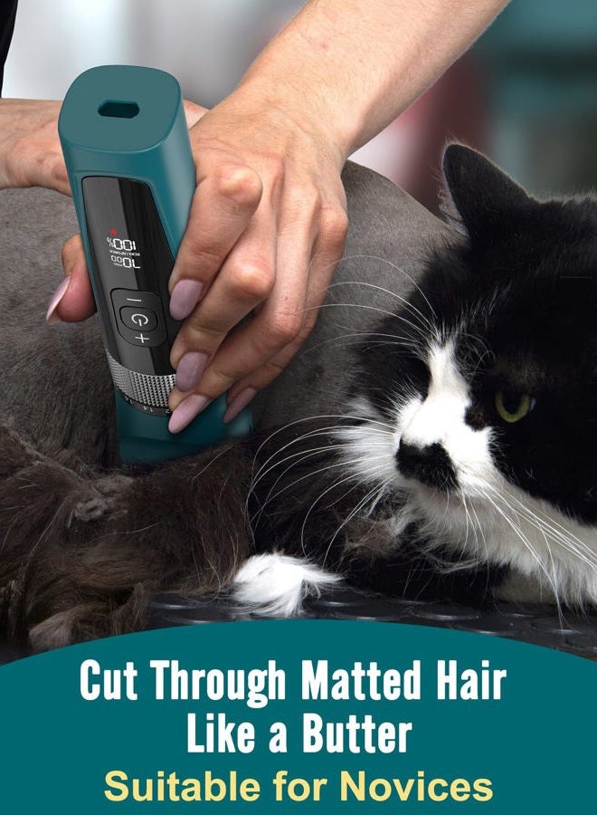 Oneisall Cat Clippers for Matted Hair, 5-Speed Quiet Cat Grooming kit, Cordless Cat Shaver for Long Hair,Waterproof Cat Hair Trimmer, Pet Clippers for Cats(Green) - Image 2
