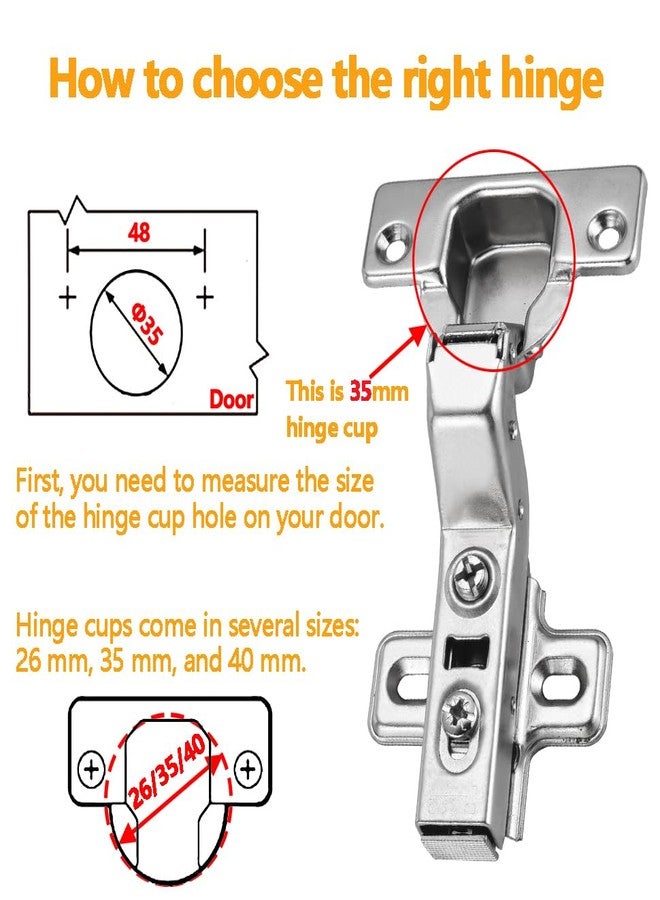Luokim 4 Pack 2 Pairs Inset Soft Close Cabinet Hinges European Kitchen Heavy-Duty Frameless Adjustable 35mm Cup Hidden Cabinet Hinges Two-Hole Square Mounting Plate Nickel Plated Finish - Image 3
