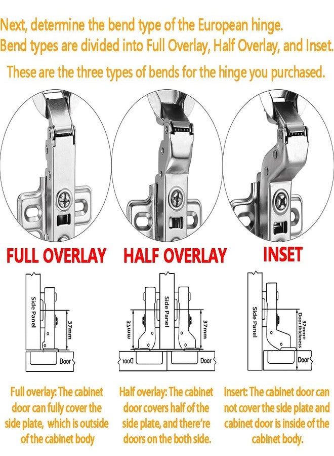 Luokim 4 Pack 2 Pairs Inset Soft Close Cabinet Hinges European Kitchen Heavy-Duty Frameless Adjustable 35mm Cup Hidden Cabinet Hinges Two-Hole Square Mounting Plate Nickel Plated Finish - Image 4