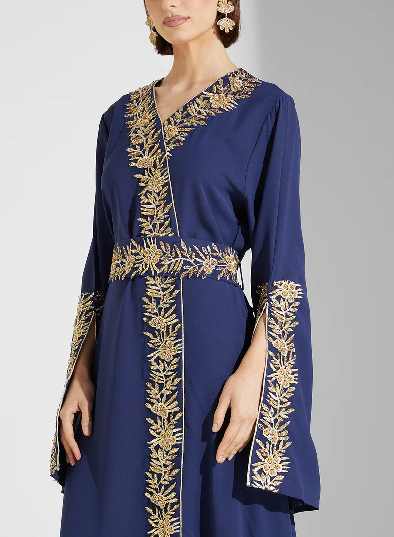 Khizana Dress With Embroidered Trim
