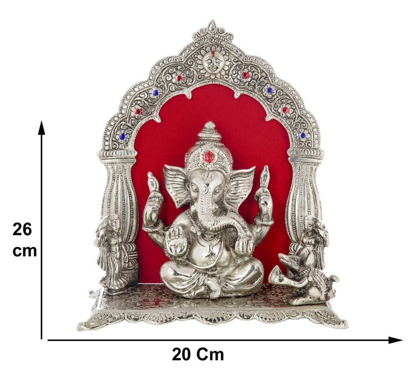 Lavanaya Silver Aluminium Ganesha Idol For Gift, 24cm, Silver White - Image 5